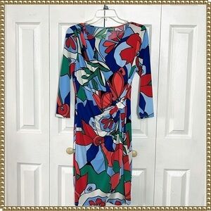 Tahari Floral Faux Wrap Dress Size 6